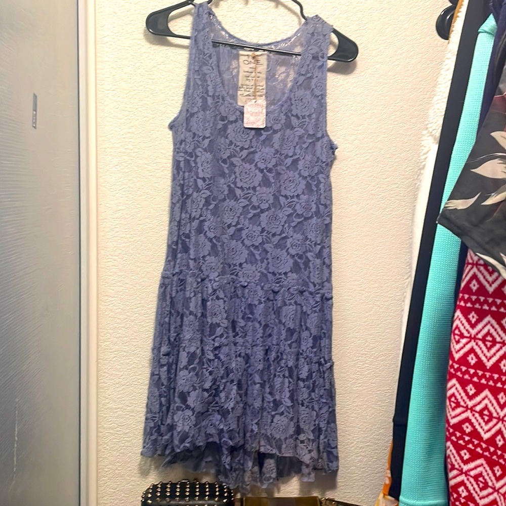 NWT Free People light blue lace slip dress